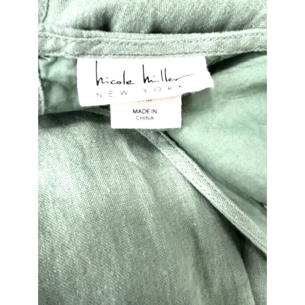 Nicole Miller M Dress Sage Linen Blend Tiered Maxi Boho Cottage Flowy Lagenlook - Picture 9 of 11
